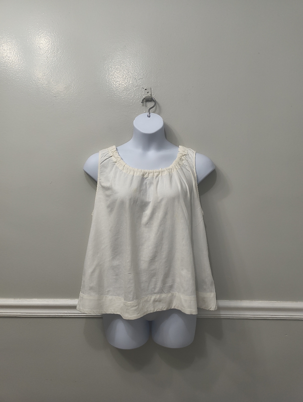 Zac & Rachel Linen Blend Sleeveless Halter Tie Neck Top Blouse White XL Y2K Pool